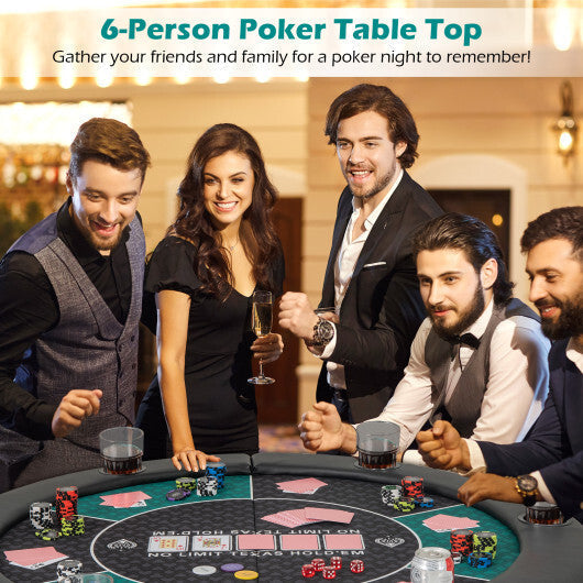 Portable 48 Inch 6-Player Foldable Poker Table Top Round Game Mat-Green LuxuryLifeWay Online Store