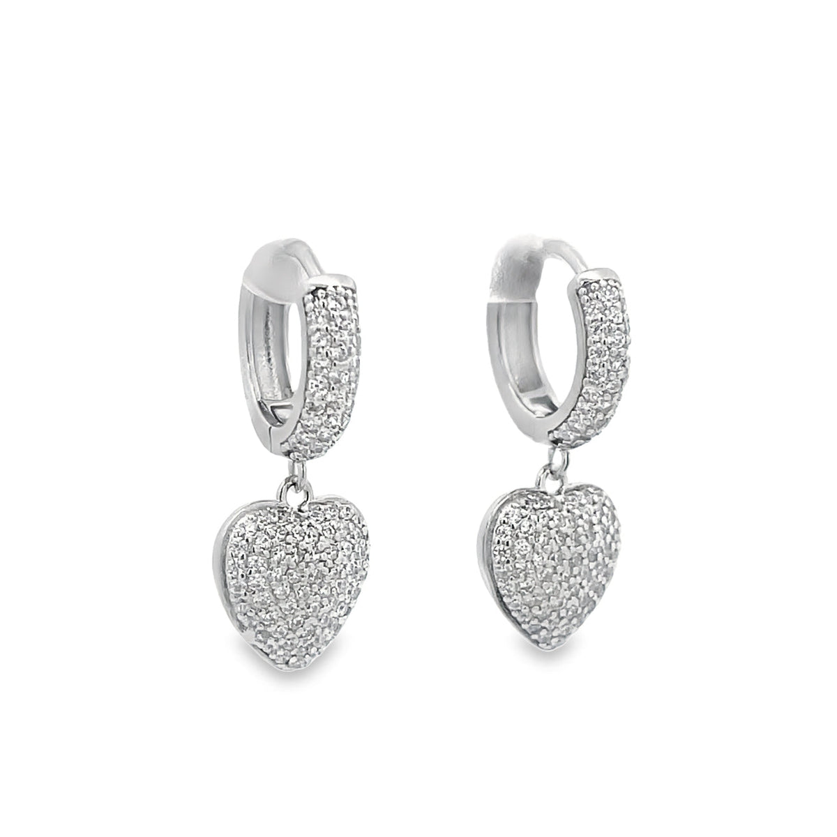Dangle CZ Heart Huggies Earrings (L228) LuxuryLifeWay Online Store