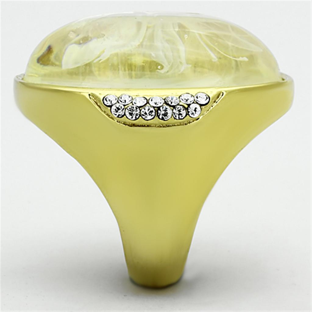 VL108 - IP Gold(Ion Plating) Stainless Steel Ring with Synthetic Synthetic Stone in Clear LuxuryLifeWay Online Store