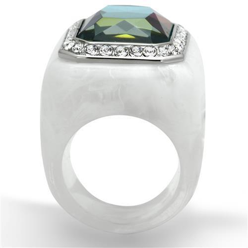 VL111 - High polished (no plating) Stainless Steel Ring with Synthetic Synthetic Stone in Aquamarine AB LuxuryLifeWay Online Store