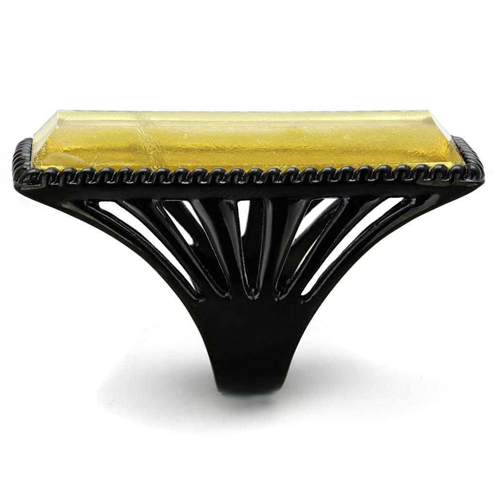 VL118 - IP Black(Ion Plating) Stainless Steel Ring with Synthetic Synthetic Stone in Citrine Yellow LuxuryLifeWay Online Store