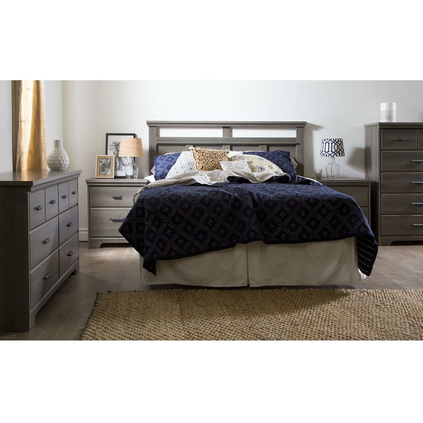 2-Drawer Bedroom Nightstand in Gray Maple Wood Finish LuxuryLifeWay Online Store