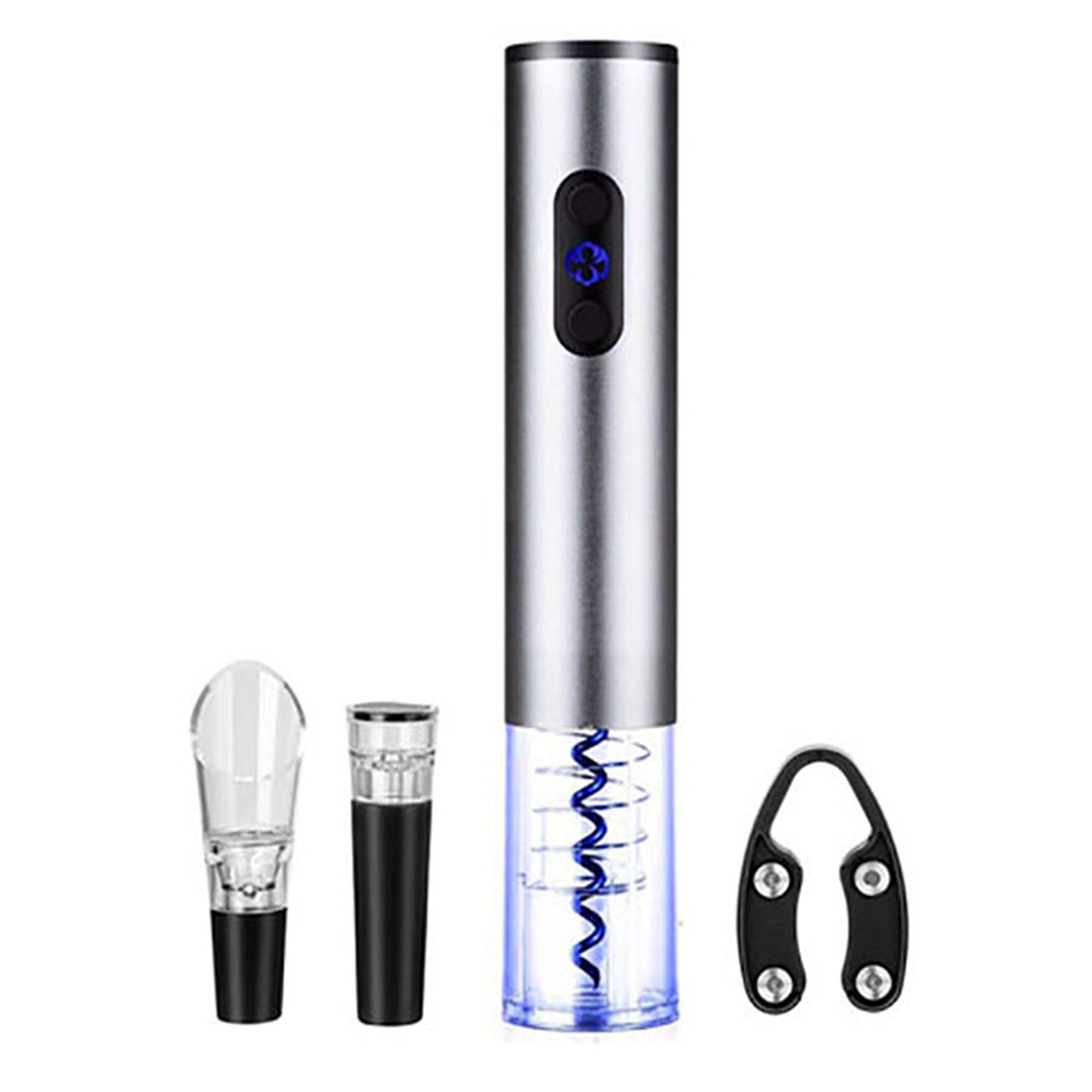 Brentwood Electric Wine Bottle Opener with Foil Cutter, Vacuum Stopper, and Aerator Pourer in Silver LuxuryLifeWay Online Store