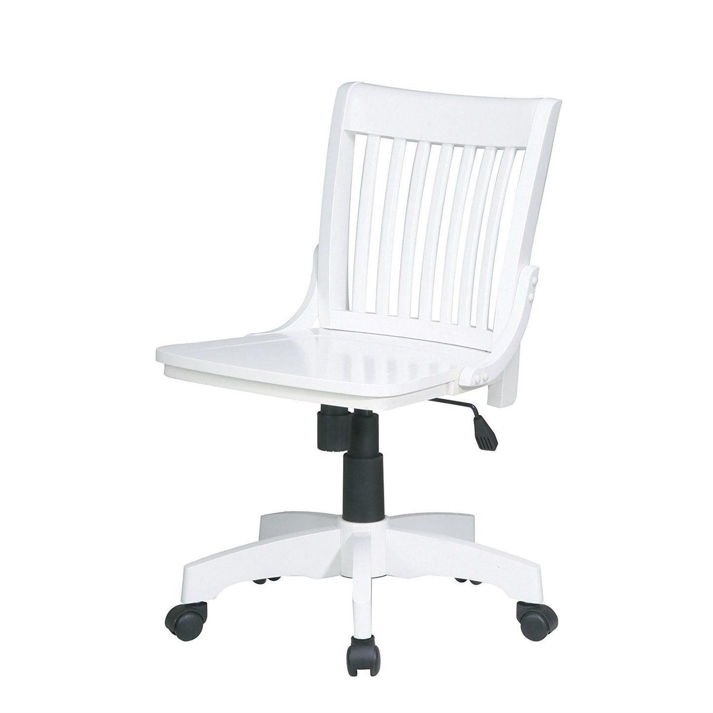 White Armless Bankers Chair with Wood Seat LuxuryLifeWay Online Store