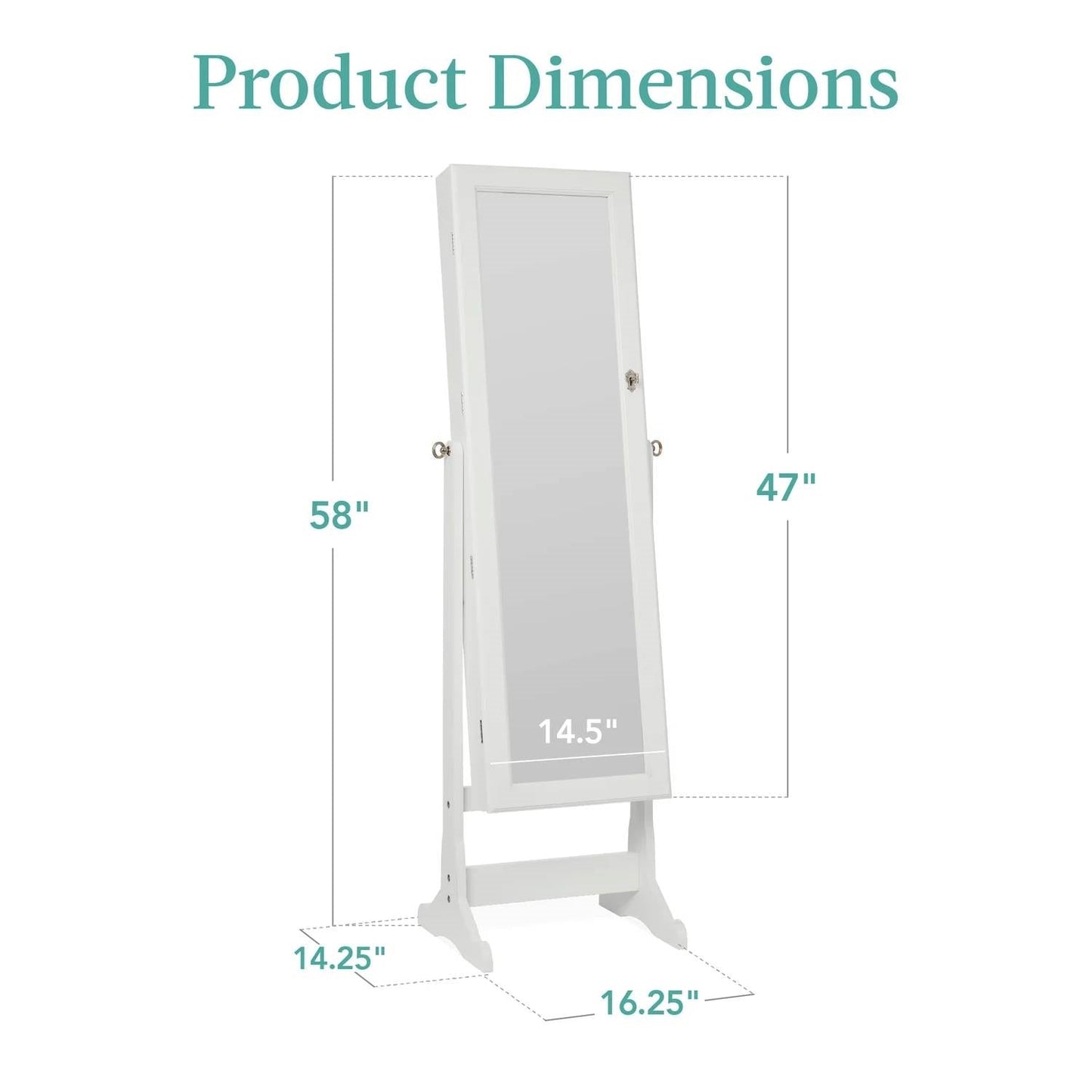2-in-1 White Freestanding Mirror / Jewelry Organizer Armoire Cabinet LuxuryLifeWay Online Store