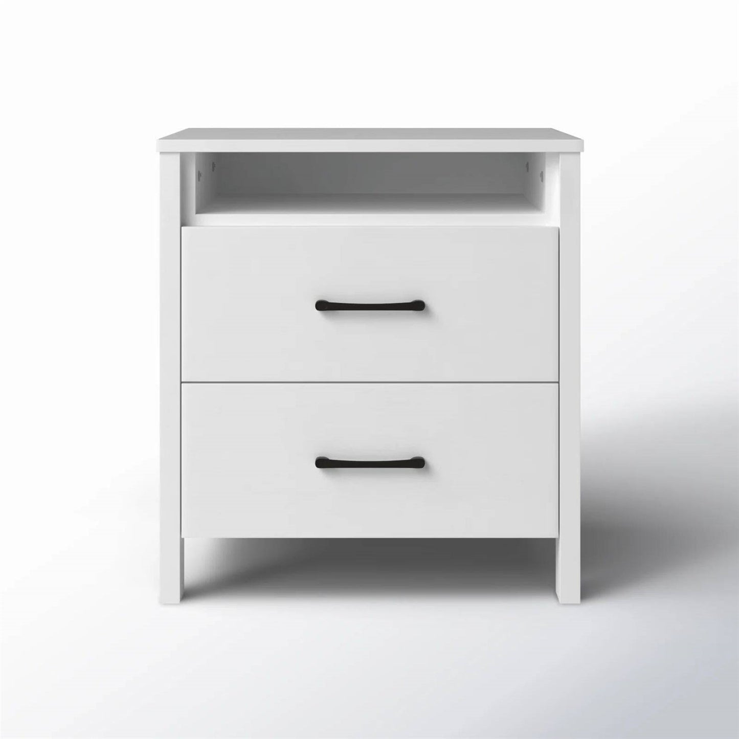 Modern 2-Drawer Bedside Table Nightstand in White Wood Finish LuxuryLifeWay Online Store