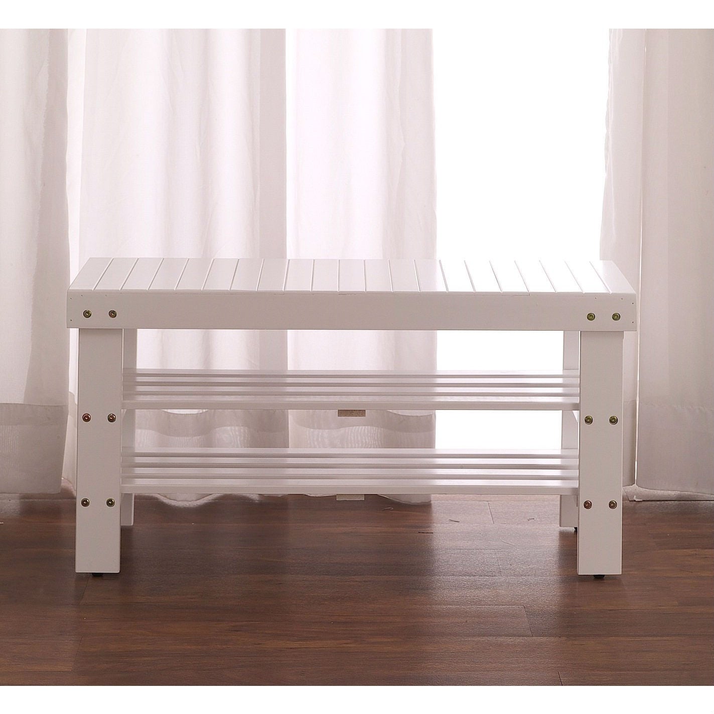 Solid Wood Shoe Rack Entryway Storage Bench in White LuxuryLifeWay Online Store