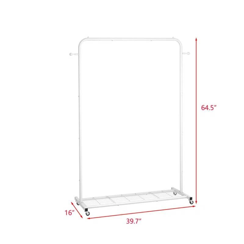 White Modern Garment Rack Clothes Hanging Rod with Lockable Wheels LuxuryLifeWay Online Store