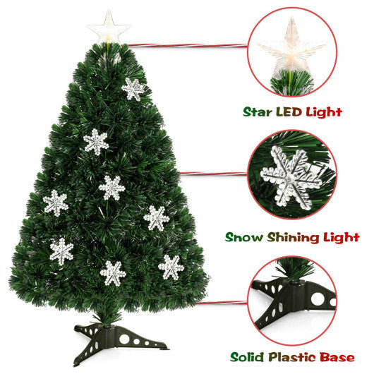 Costway LED Optic Artificial Christmas Tree with Snowflakes-3 Feet LuxuryLifeWay Online Store