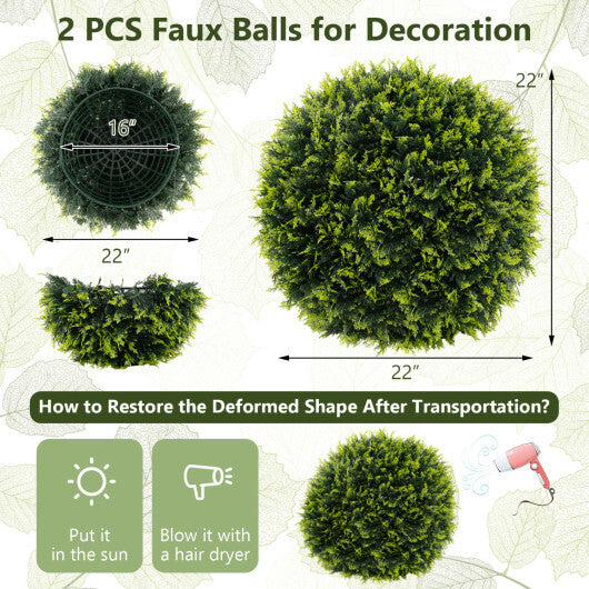 Costway 2 Pieces 18/22 Inches Indoor Outdoor Faux Decorative Balls for Patio Garden Front Door Balcony and Backyard-M LuxuryLifeWay Online Store
