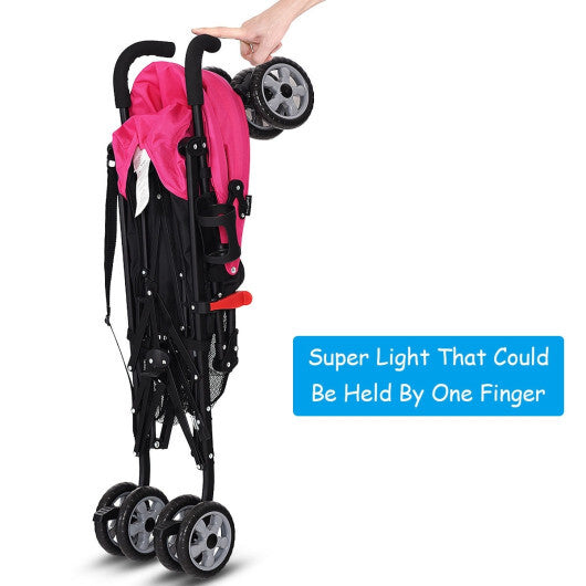 Costway Folding Lightweight Baby Toddler Umbrella Travel Stroller with Storage Basket Pink LuxuryLifeWay Online Store