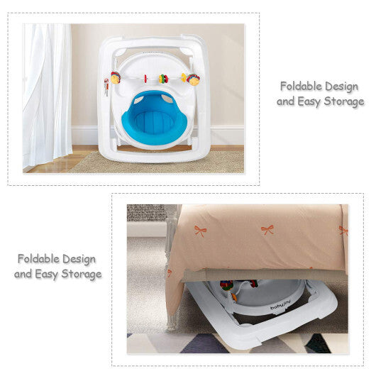 Costway Walker Adjustable Height Removable Toy Wheels Folding Portable Blue LuxuryLifeWay Online Store