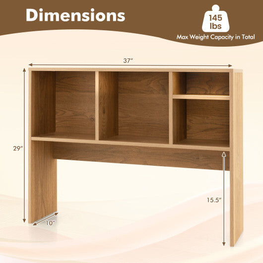 Costway Computer Desktop Bookcase with 4 Cubbies and Open Back Compartment-Natural LuxuryLifeWay Online Store