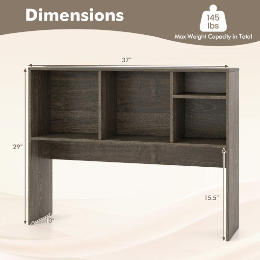 Costway Computer Desktop Bookcase with 4 Cubbies and Open Back Compartment-Gray LuxuryLifeWay Online Store