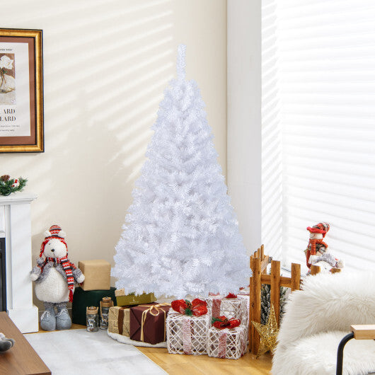 Costway 5Ft Artificial PVC Christmas Tree W/Stand Holiday Season Indoor Outdoor White LuxuryLifeWay Online Store