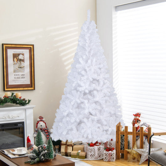 Costway 7Ft Artificial PVC Christmas Tree Stand Indoor Outdoor White LuxuryLifeWay Online Store