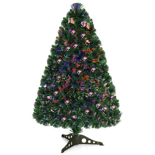 Costway 3Ft Pre-Lit Fiber Optic PVC Christmas Tree Tabletop Plastic LuxuryLifeWay Online Store