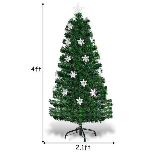 Costway 4FT Pre-Lit Fiber Optic Christmas Tree Multicolor Lights LuxuryLifeWay Online Store