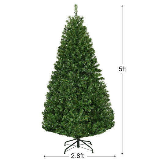 Costway 5Ft Pre-Lit Artificial Christmas Tree Hinged 150 LED Lights LuxuryLifeWay Online Store
