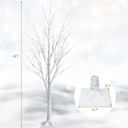 Costway Pre-lit White Twig Birch Tree for Christmas Holiday with LED Lights-4 ft LuxuryLifeWay Online Store