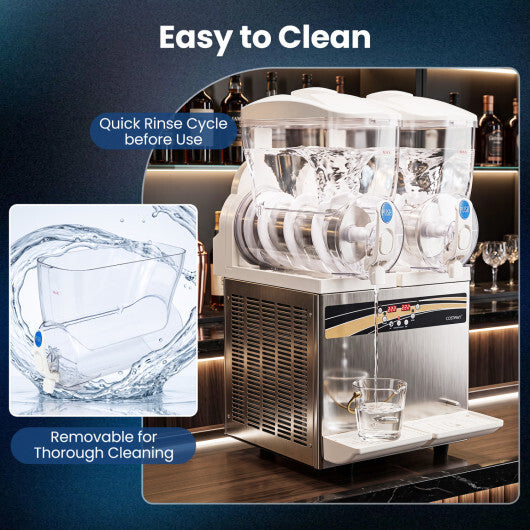 Costway 8 Gal Commercial Slushie Machine with LED Lights-Silver LuxuryLifeWay Online Store