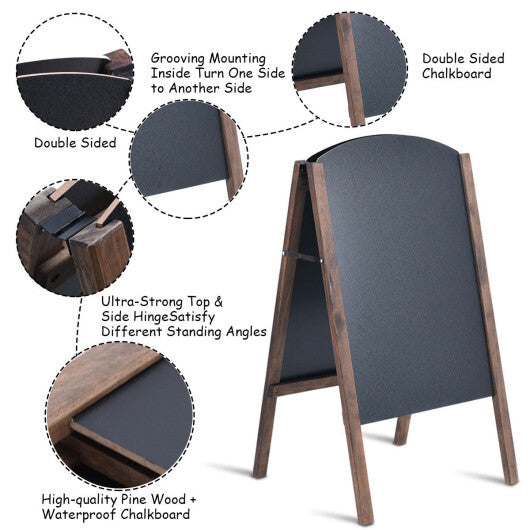 Costway 40 Inch Wood A-Frame Sidewalk Wedding Signage Chalkboard LuxuryLifeWay Online Store
