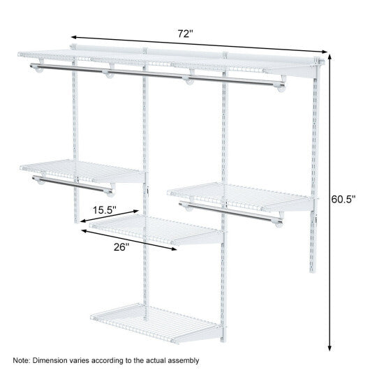 Costway Adjustable Wall Mounted Closet Rack System with Shelf LuxuryLifeWay Online Store