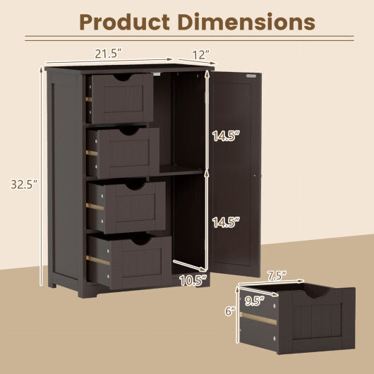Cosrtway Standing Indoor Wooden Cabinet with 4 Drawers-Brown LuxuryLifeWay Online Store