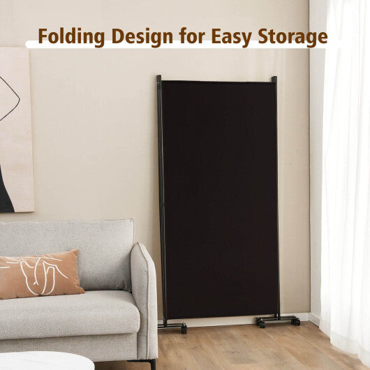 Costway 3-Panel Folding Room Divider 6Ft Rolling Privacy Screen with Lockable Wheels Brown LuxuryLifeWay Online Store