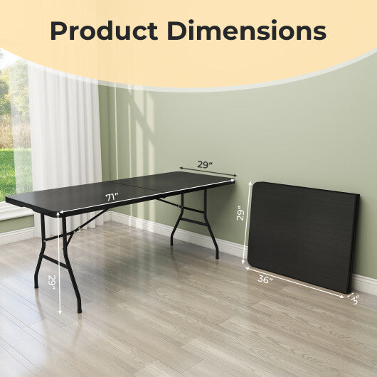 Costway Portable Folding Camping Table with Carrying Handle-Black LuxuryLifeWay Online Store
