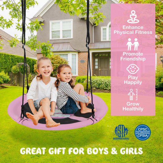 Costway 40" Flying Saucer Tree Swing Indoor Outdoor Play Set Swing for Kids Dark Pink LuxuryLifeWay Online Store