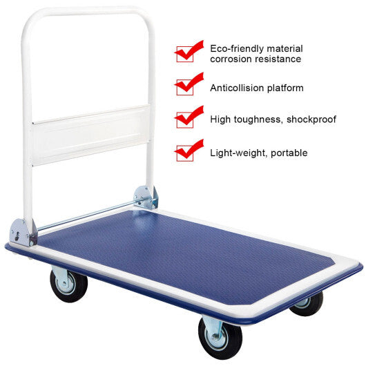 Costway 660lbs Platform Cart Dolly Folding Foldable Moving Warehouse Push Hand Truck LuxuryLifeWay Online Store