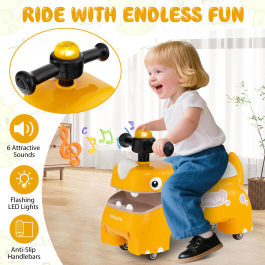 Costway Toddler Ride on Toy Walking Sliding Car with Lights and Music-Yellow LuxuryLifeWay Online Store