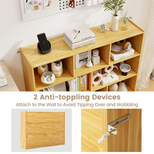 Costway 3-Tier Open Bookcase 8-Cube Floor Standing Storage Shelves Display Cabinet-Yellow LuxuryLifeWay Online Store