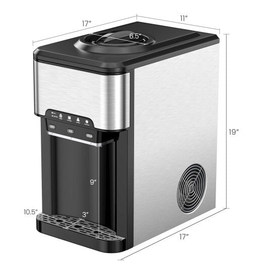 Costway Water Cooler Dispenser 3-in-1 with Built-in Ice Maker and 3 Temperature Settings-Silver LuxuryLifeWay Online Store