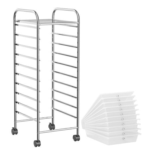 Costway 10 Drawer Rolling Storage Cart Organizer with 4 Universal Casters-Clear LuxuryLifeWay Online Store
