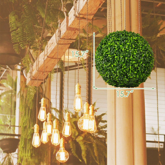 Costway 2 Pieces 15.7 Inch Artificial Boxwood Topiary Ball Tree Set LuxuryLifeWay Online Store