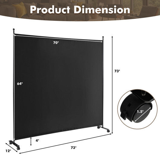 Costway 6 Feet Single Panel Rolling Room Divider with Smooth Wheels LuxuryLifeWay Online Store