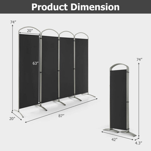 Costway 6.2Ft Folding 4-Panel Room Divider for Home Office Living Room-Black LuxuryLifeWay Online Store
