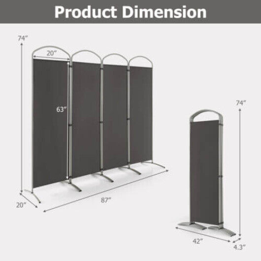 Costway 6.2Ft Folding 4-Panel Room Divider for Home Office Living Room -Gray LuxuryLifeWay Online Store