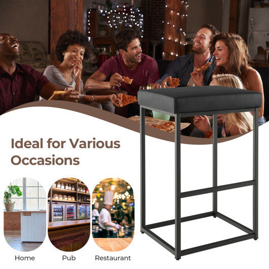Costway 30 Inch Barstools Set of 2 with PU Leather Cover-Black LuxuryLifeWay Online Store