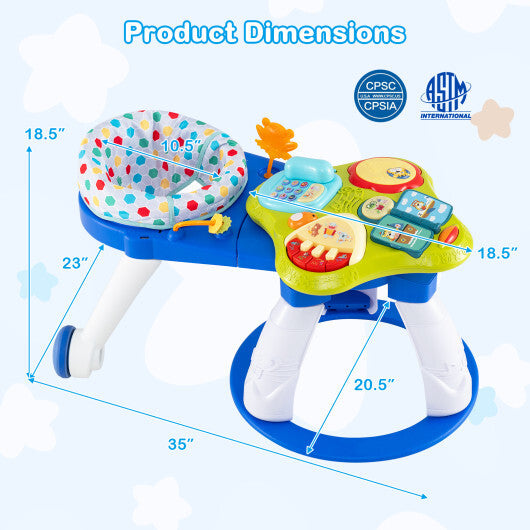 Costway 3 in 1 Baby Stationary Activity Center with Educational and Music Function Tabletop-Blue LuxuryLifeWay Online Store