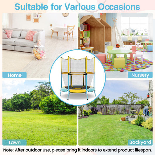 Costway 48 Inch Toddler Trampoline with Safety Enclosure Net-Yellow LuxuryLifeWay Online Store