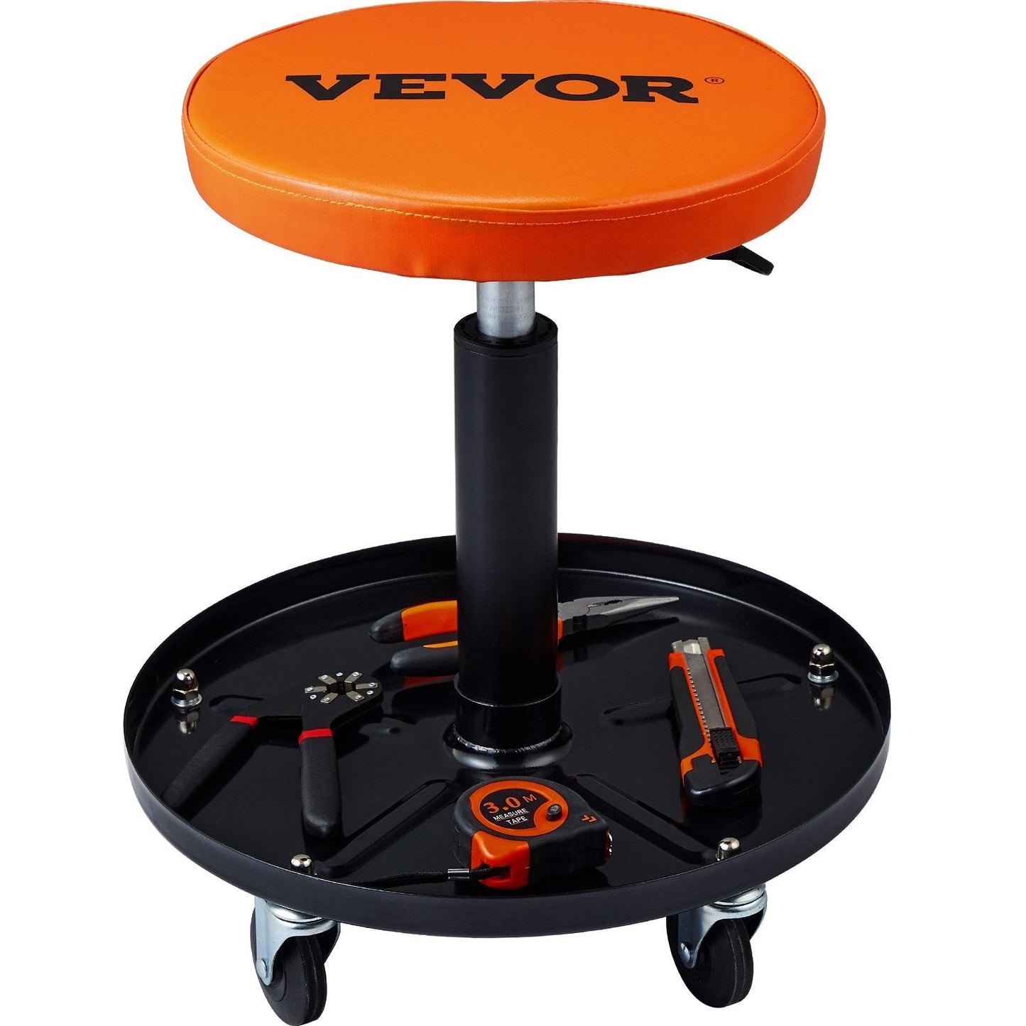 Mechanic Stool, 250 LBS Rolling Pneumatic Creeper Garage/Shop Seat, Adjustable Height 22 in-28 in Padded Rolling Workshop Stool with Tool Tray, for Garage, Shop, Auto Repair, Black+Orange LuxuryLifeWay Online Store