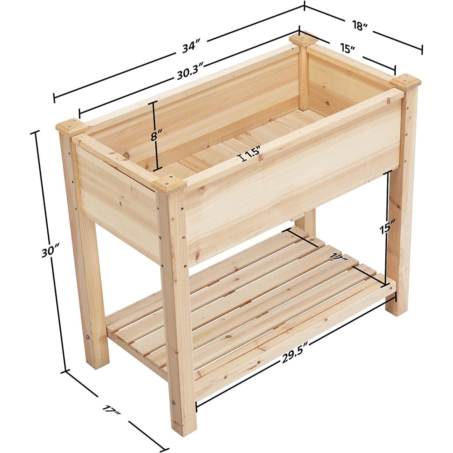 Solid Wood 2-Tier Raised Garden Bed Planter Bed with Bottom Storage Shelf LuxuryLifeWay Online Store