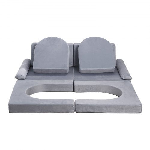 Modular Kids Play Couch, Sectional Toddler Sofa with Armrests, 28D Sponge & Short Pile, Convertible Kids Modular Couch DIY Creative Combination for Playroom, Bedroom, Living Room, 10 Pcs, Gray LuxuryLifeWay Online Store