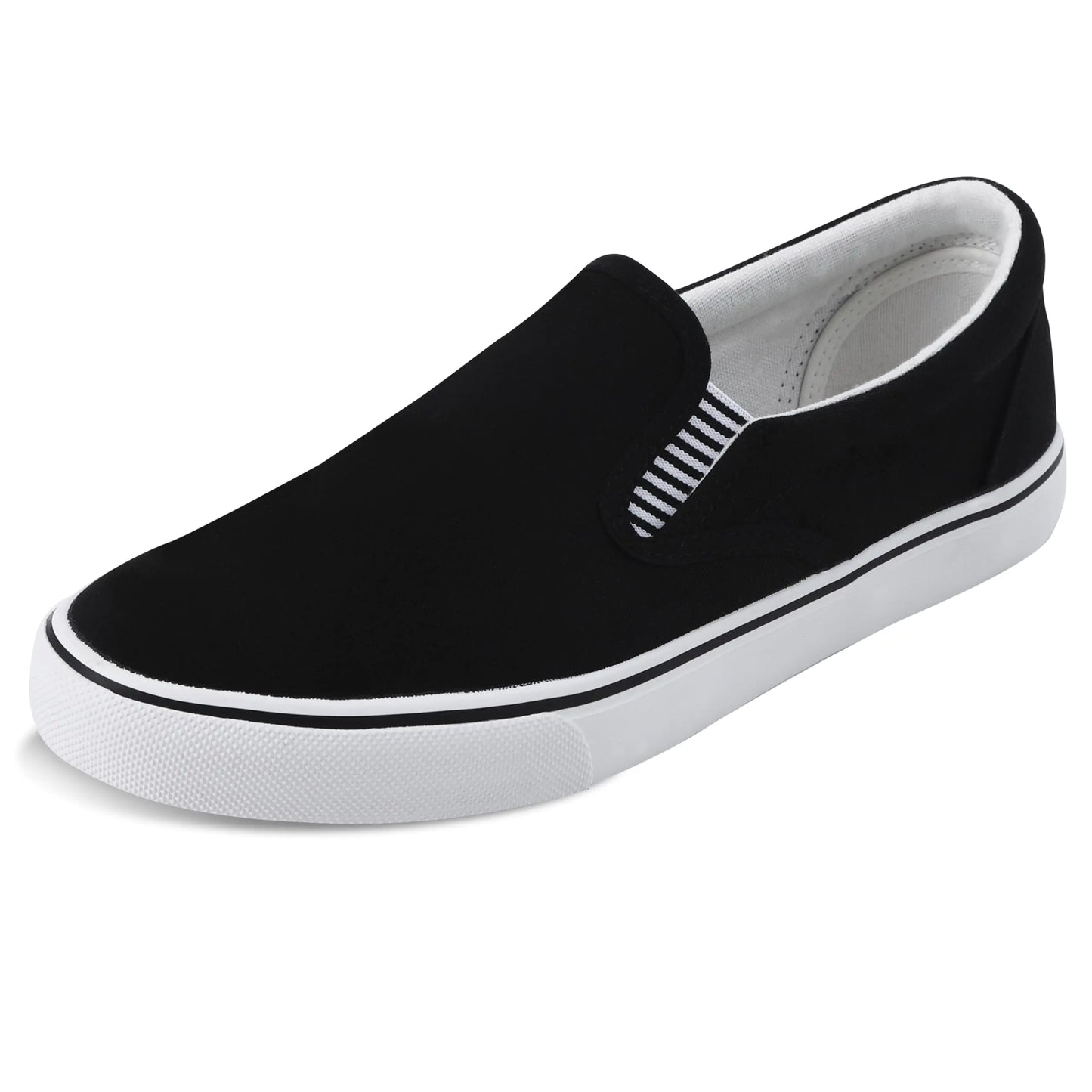 Mens Classic Canvas Shoes Slip on Sneakers Loafers Shoes Casual Fashion Shoes Black