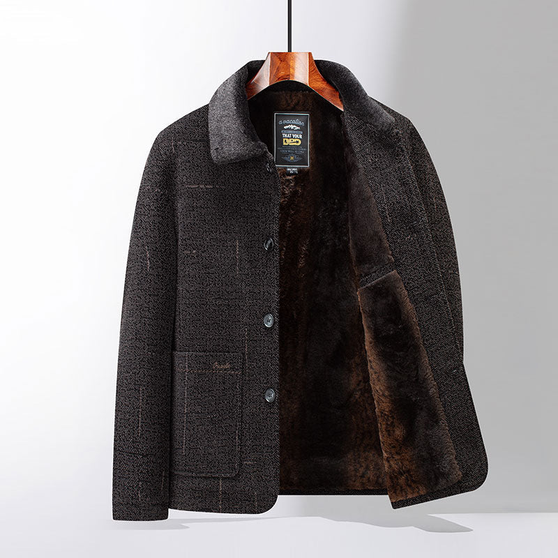 Middle-aged And Elderly Cotton-padded Jackets Dad-style Outerwear Lapel Wool Coats NorixaFashion.com