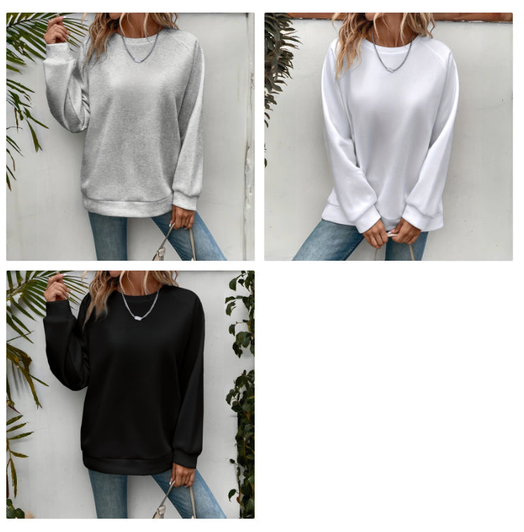 Women's Loose Sports Round Neck Sweatshirt NorixaFashion.com