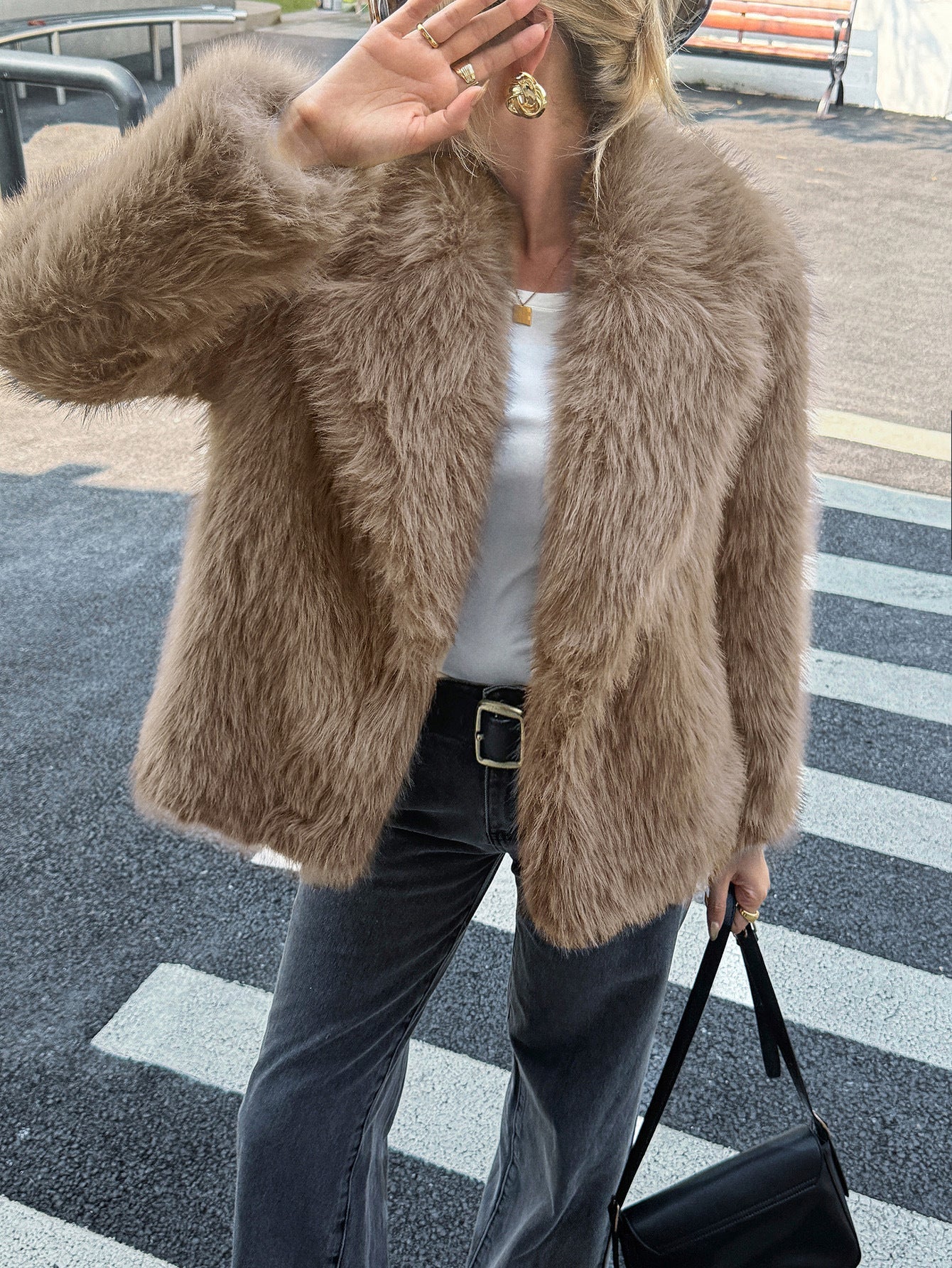 Solid Color Fluff Long Sleeve Coat Women's Clothing Best YouTube Store